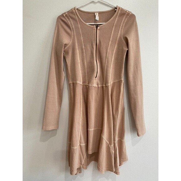 Daily Practice Anthropologie Sz M Play it Cool Sporty Tan Sporty Ribbed Dress - Picture 8 of 10